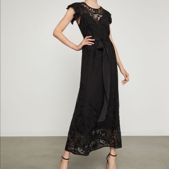 BCBG MAXAZRIA. Embroidered Chiffon Vintage Dress - Picture 2 of 5